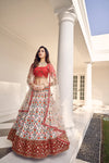 Elegant White Art Silk Lehenga with Thread & Sequin Embroidery Work