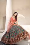 Elegant Green Art Silk Lehenga with Thread & Sequin Embroidery