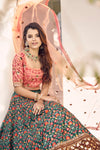 Elegant Green Art Silk Lehenga with Thread & Sequin Embroidery
