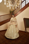 Elegant Beige Art Silk Lehenga with Thread & Sequin Embroidery