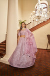 Graceful Dusty Pink Art Silk Lehenga with Thread & Sequin Embroidery