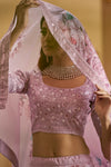 Graceful Dusty Pink Art Silk Lehenga with Thread & Sequin Embroidery