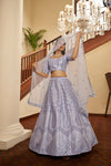Elegant Lavender Silk Lehenga with Thread & Sequin Embroidery Work