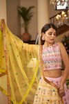 Graceful Pink Georgette Lehenga with Gota Patti & Thread Embroidery