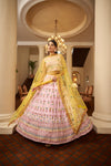 Graceful Pink Georgette Lehenga with Gota Patti & Thread Embroidery