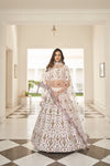 Elegant White Silk Lehenga with Sequin & Thread Embroidery