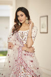Elegant White Silk Lehenga with Sequin & Thread Embroidery