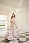 Elegant White Silk Lehenga with Sequin & Thread Embroidery