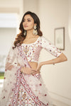 Elegant White Silk Lehenga with Sequin & Thread Embroidery