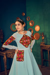 Sky Blue Georgette Semi-Stitched Gown Ethereal & Elegant