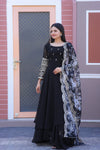 Black Faux Blooming Gown with Sequins & Multi Embroidered Work