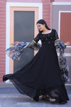 Black Faux Blooming Gown with Sequins & Multi Embroidered Work