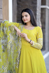 Yellow Faux Blooming Gown with Sequins & Multi Embroidered Work