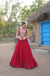 Maroon Rayon Lehenga Choli with Gamthi Embroidery Work – Navratri Special