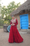 Maroon Rayon Lehenga Choli with Gamthi Embroidery Work – Navratri Special