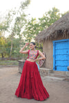 Maroon Rayon Lehenga Choli with Gamthi Embroidery Work – Navratri Special