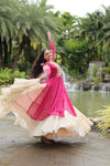 Designer Readymade Off-White Cotton Lehenga with Pink Leheriya Kurti