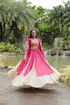 Designer Readymade Off-White Cotton Lehenga with Pink Leheriya Kurti