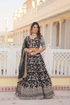 Designer Black Viscose Jacquard Lehenga Choli with Silk Dupatta