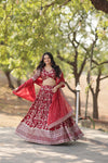 Designer MaroonViscose Jacquard Lehenga Choli with Silk Dupatta