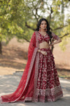 Designer MaroonViscose Jacquard Lehenga Choli with Silk Dupatta