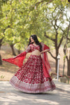 Designer MaroonViscose Jacquard Lehenga Choli with Silk Dupatta