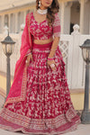 Designer Rose PinkViscose Jacquard Lehenga Choli with Russian Silk Dupatta