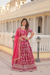 Designer Rose PinkViscose Jacquard Lehenga Choli with Russian Silk Dupatta