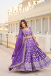 Designer Purple Viscose Jacquard Lehenga Choli with Russian Silk Dupatta