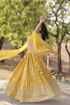 Designer Yellow Viscose Jacquard Lehenga Choli with Russian Silk Dupatta