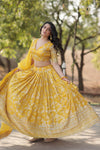 Designer Yellow Viscose Jacquard Lehenga Choli with Russian Silk Dupatta