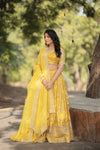 Designer Yellow Viscose Jacquard Lehenga Choli with Russian Silk Dupatta