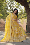 Designer Yellow Viscose Jacquard Lehenga Choli with Russian Silk Dupatta