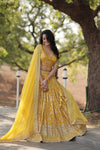 Designer Yellow Viscose Jacquard Lehenga Choli with Russian Silk Dupatta