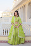 Pista Viscose Jacquard Lehenga Choli with Russian Silk Dupatta