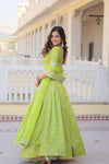 Pista Viscose Jacquard Lehenga Choli with Russian Silk Dupatta