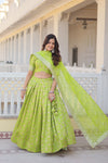 Pista Viscose Jacquard Lehenga Choli with Russian Silk Dupatta