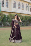 Wine Faux Blooming Lehenga Choli with Heavy Sequins and Multi Embroidery Work