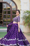 Designer Faux Blooming Georgette Lehenga Choli with Dupatta in Dark Purple