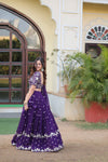 Designer Faux Blooming Georgette Lehenga Choli with Dupatta in Dark Purple