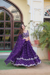 Designer Faux Blooming Georgette Lehenga Choli with Dupatta in Dark Purple