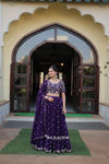 Designer Faux Blooming Georgette Lehenga Choli with Dupatta in Dark Purple