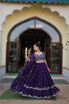 Designer Faux Blooming Georgette Lehenga Choli with Dupatta in Dark Purple