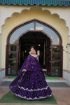 Designer Faux Blooming Georgette Lehenga Choli with Dupatta in Dark Purple