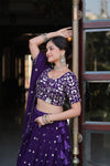 Designer Faux Blooming Georgette Lehenga Choli with Dupatta in Dark Purple