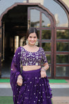 Designer Faux Blooming Georgette Lehenga Choli with Dupatta in Dark Purple