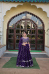 Designer Faux Blooming Georgette Lehenga Choli with Dupatta in Dark Purple