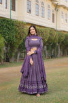 Purple Faux Georgette Sequins Embroidered Lehenga Choli with Dupatta