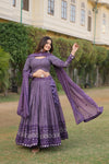 Purple Faux Georgette Sequins Embroidered Lehenga Choli with Dupatta