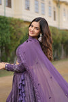 Purple Faux Georgette Sequins Embroidered Lehenga Choli with Dupatta